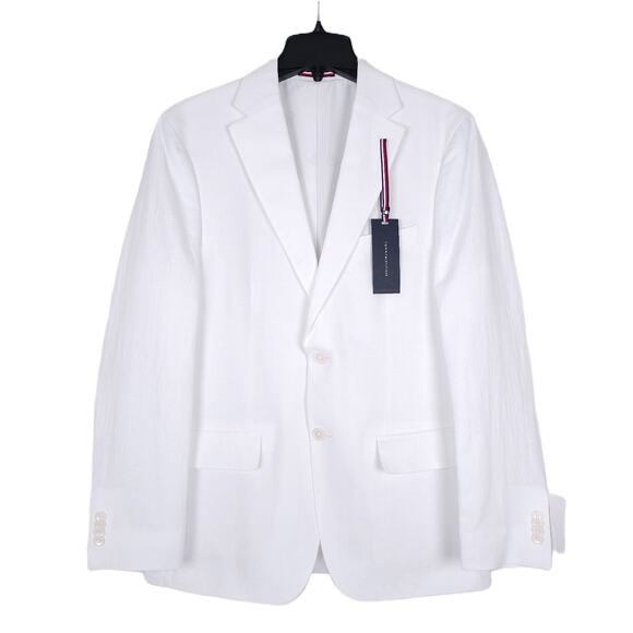 Tommy Hilfiger Mens Modern Fit Linen Sport Coat Blazer 42R White Solid NWT